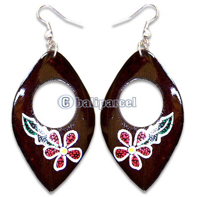 Wooden Earring, Handmade From Sono Wood With Hand Painted.