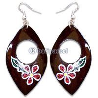 Wooden Earring, Handmade From Sono Wood With Hand Painted.