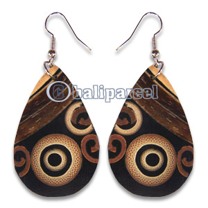 Wooden Earring, Handmade From With Coconut Wood And Bamboo.