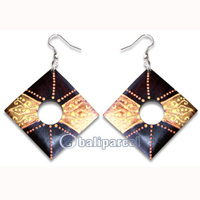 Wooden Earring, Handmade From Sono Wood With Hand Painted.
