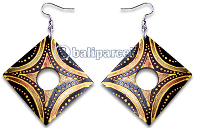 Wooden Earring, Handmade From Sono Wood With Hand Painted.