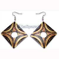 Wooden Earring, Handmade From Sono Wood With Hand Painted.