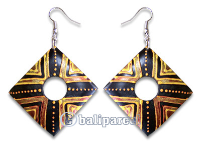 Wooden Earring, Handmade From Sono Wood With Hand Painted.