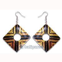 Wooden Earring, Handmade From Sono Wood With Hand Painted.