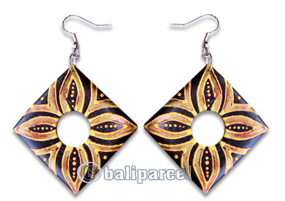 Wooden Earring, Handmade From Sono Wood With Hand Painted.