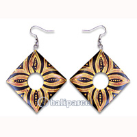 Wooden Earring, Handmade From Sono Wood With Hand Painted.