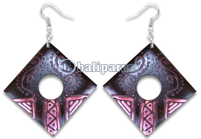 Wooden Earring, Handmade From Sono Wood With Hand Painted.