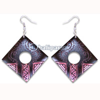 Wooden Earring, Handmade From Sono Wood With Hand Painted.