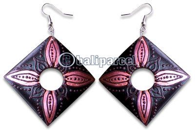 Wooden Earring, Handmade From Sono Wood With Hand Painted.
