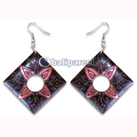 Wooden Earring, Handmade From Sono Wood With Hand Painted.
