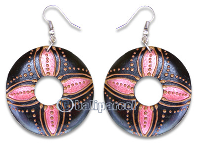 Wooden Earring, Handmade From Sono Wood With Hand Painted.