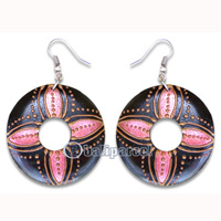 Wooden Earring, Handmade From Sono Wood With Hand Painted.