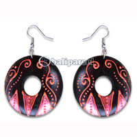 Wooden Earring, Handmade From Sono Wood With Hand Painted.