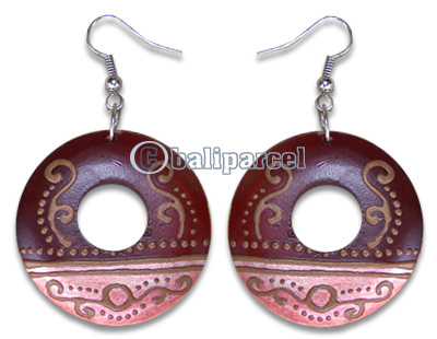 Wooden Earring, Handmade From Sono Wood With Hand Painted.