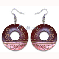 Wooden Earring, Handmade From Sono Wood With Hand Painted.