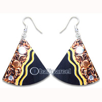 Wooden Earring, Handmade From Sono Wood With Hand Painted.