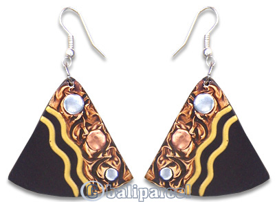 Wooden Earring, Handmade From Sono Wood With Hand Painted.