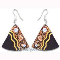 Wooden Earring, Handmade From Sono Wood With Hand Painted.