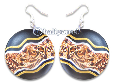 Wooden Earring, Handmade From Sono Wood With Hand Painted.