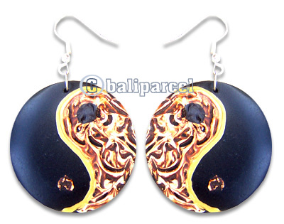 Wooden Earring, Handmade From Sono Wood With Hand Painted.