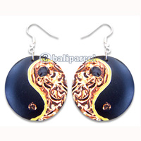 Wooden Earring, Handmade From Sono Wood With Hand Painted.
