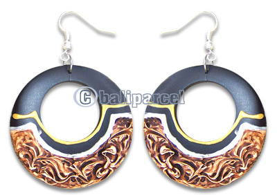 Wooden Earring, Handmade From Sono Wood With Hand Painted.
