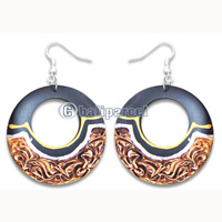 Wooden Earring, Handmade From Sono Wood With Hand Painted.
