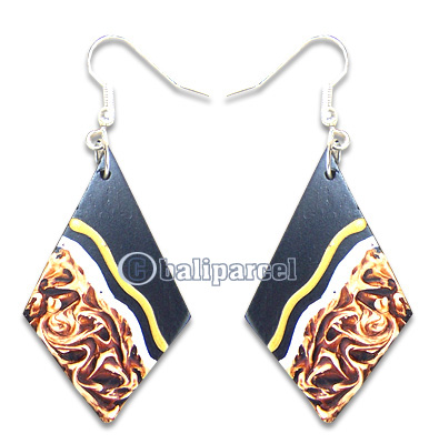 Wooden Earring, Handmade From Sono Wood With Hand Painted.