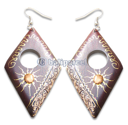 Wooden Earring, Handmade From Sono Wood With Hand Painted.