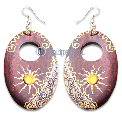 Wooden Earring, Handmade From Sono Wood With Hand Painted.