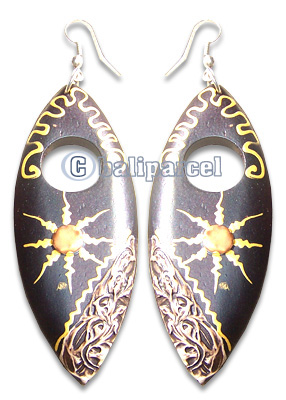 Wooden Earring, Handmade From Sono Wood With Hand Painted.