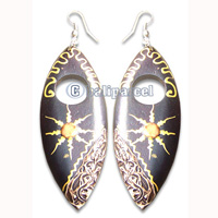 Wooden Earring, Handmade From Sono Wood With Hand Painted.