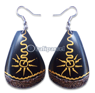 Wooden Earring, Handmade From Sono Wood With Hand Painted.