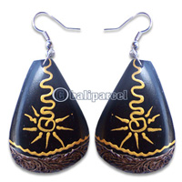 Wooden Earring, Handmade From Sono Wood With Hand Painted.