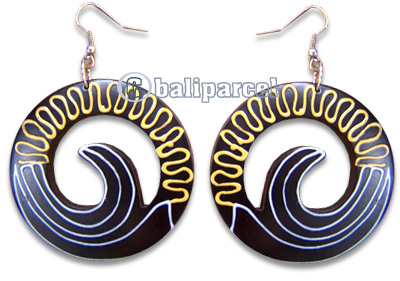 Wooden Earring, Handmade From Sono Wood With Hand Painted.