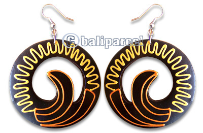 Wooden Earring, Handmade From Sono Wood With Hand Painted.