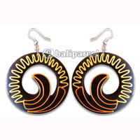 Wooden Earring, Handmade From Sono Wood With Hand Painted.