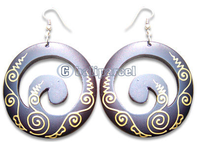 Wooden Earring, Handmade From Sono Wood With Hand Painted.