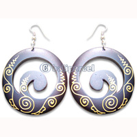 Wooden Earring, Handmade From Sono Wood With Hand Painted.