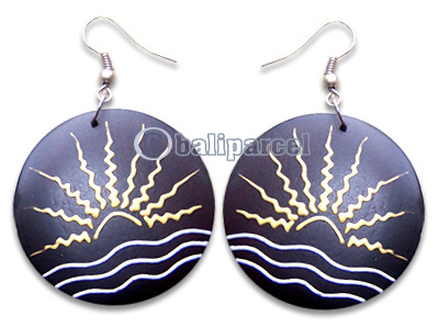 Wooden Earring, Handmade From Sono Wood With Hand Painted.