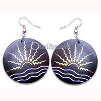 Wooden Earring, Handmade From Sono Wood With Hand Painted.