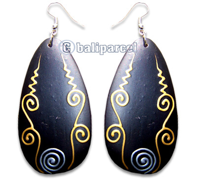 Wooden Earring, Handmade From Sono Wood With Hand Painted.
