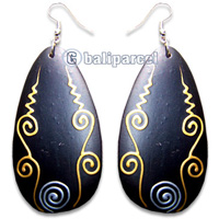 Wooden Earring, Handmade From Sono Wood With Hand Painted.