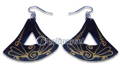 Wooden Earring, Handmade From Sono Wood With Hand Painted.