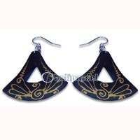 Wooden Earring, Handmade From Sono Wood With Hand Painted.