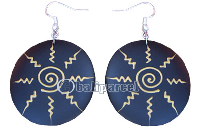 Wooden Earring, Handmade From Sono Wood With Hand Painted.
