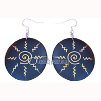 Wooden Earring, Handmade From Sono Wood With Hand Painted.