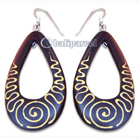Wooden Earring, Handmade From Sono Wood With Hand Painted.