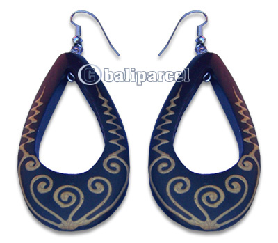 Wooden Earring, Handmade From Sono Wood With Hand Painted.