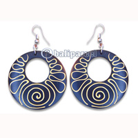 Wooden Earring, Handmade From Sono Wood With Hand Painted.